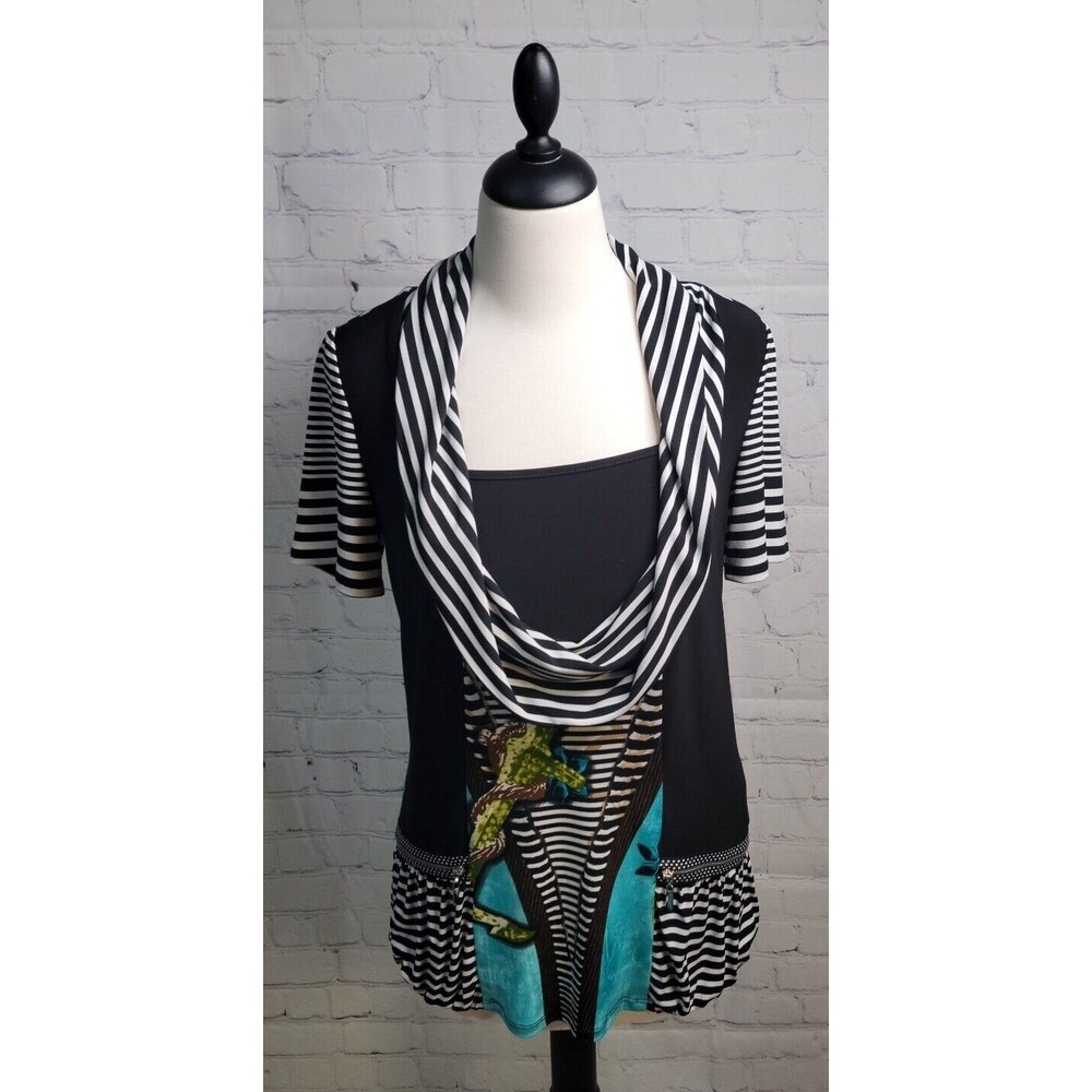 Vintage Frank Lyman Design Cowl Neck Tunic Top  Size 8